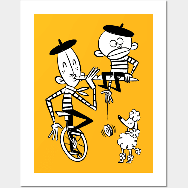 French mimes Wall Art by Happy Monsters